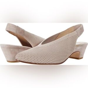 Eileen Fisher Beth Slingback Pumps Low Heel Almond Toe Size 7.5 Stretch Mesh